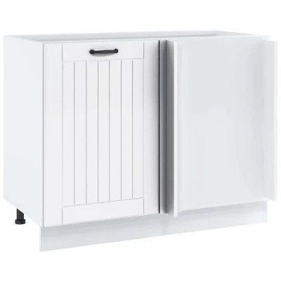 LESJA konyhaszigethez való bővített sarokszekrény - szélesség 105 cm, fehér, lábak 10 cm, jobb oldali