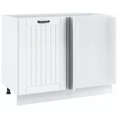 LESJA konyhaszigethez való bővített sarokszekrény - szélesség 105 cm, fehér, lábak 10 cm, jobb oldali