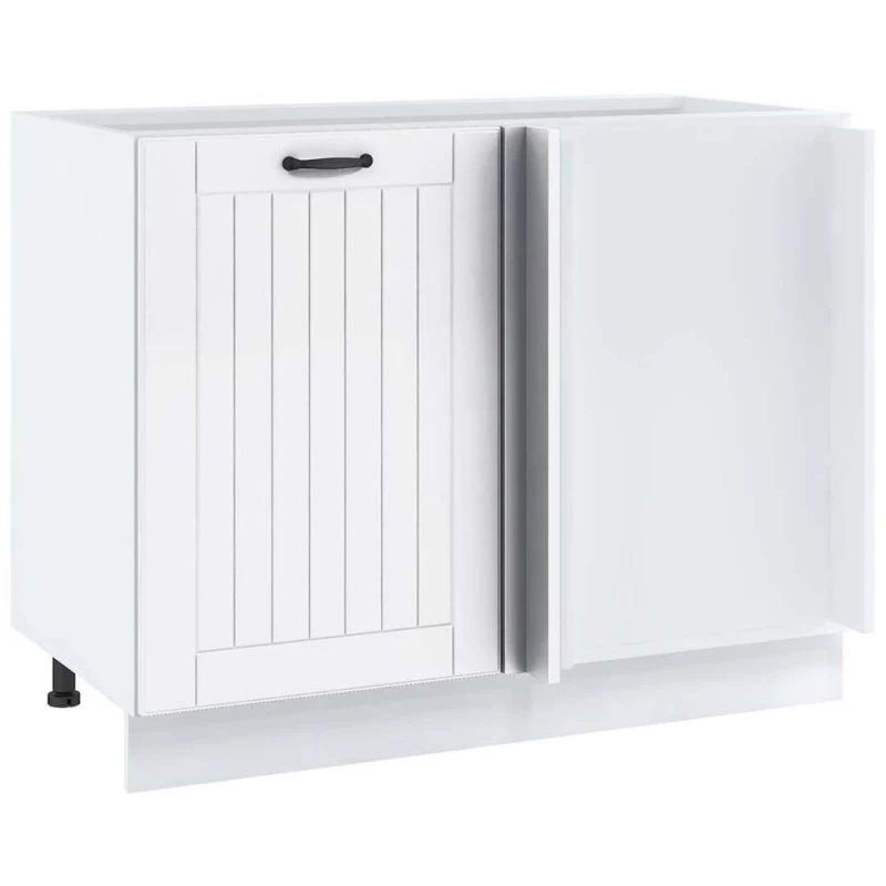 LESJA konyhaszigethez való bővített sarokszekrény - szélesség 105 cm, fehér, lábak 15 cm, jobb oldali