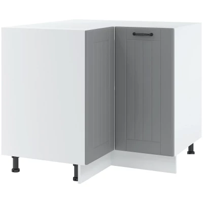 LESJA alsó sarokszekrény - szélesség 90 cm, szürke / fehér, lábak 15 cm