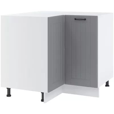 LESJA alsó sarokszekrény - szélesség 90 cm, szürke / fehér, lábak 15 cm