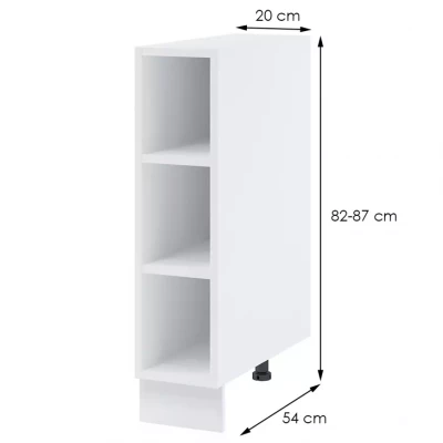 Alsó nyitott szekrény AYLA - szélesség 20 cm, fehér, lábak 10 cm