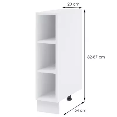 Alsó nyitott szekrény AYLA - szélesség 20 cm, fehér, lábak 10 cm