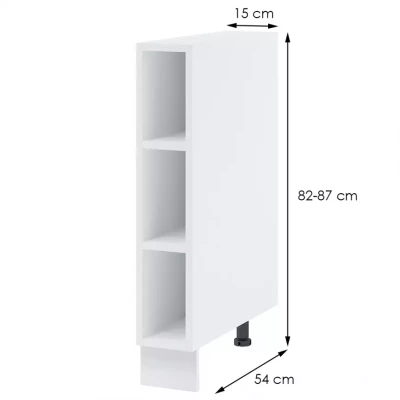 Alsó nyitott szekrény AYLA - szélesség 15 cm, fehér, lábak 15 cm