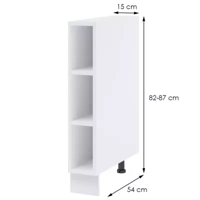 Alsó nyitott szekrény AYLA - szélesség 15 cm, fehér, lábak 15 cm