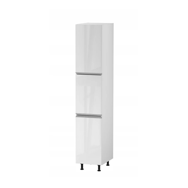 ADAMA élelmiszerszekrény - szélesség 60 cm, fényes fehér / fehér, lábak 10 cm