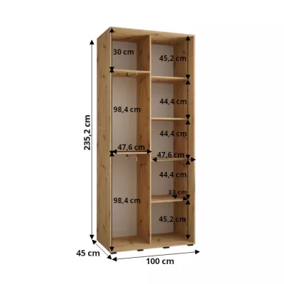 ASIRI 1 gardróbszekrény - 100/45 cm, fekete / ezüst