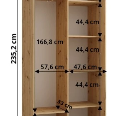 ASIRI 1 gardróbszekrény - 110/45 cm, fehér / fekete