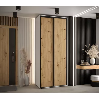 ASIRI 1 gardróbszekrény - 120/60 cm, fehér artisan tölgy / fekete