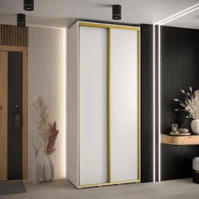 ASIRI 1 gardróbszekrény - 120/60 cm, fehér / arany