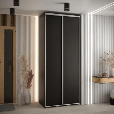 ASIRI 1 gardróbszekrény - 120/60 cm, fekete / ezüst