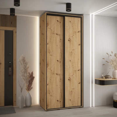 ASIRI 1 gardróbszekrény - 120/60 cm, artisan tölgy / fekete
