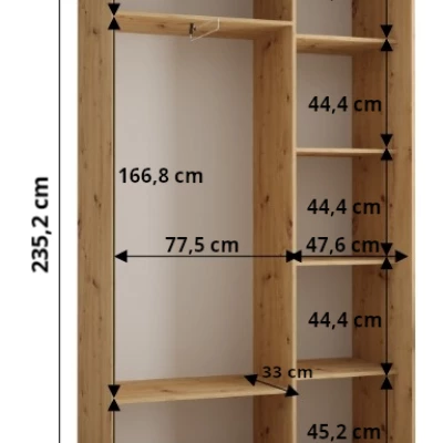 ASIRI 1 gardróbszekrény - 130/45 cm, fekete / fehér / feket