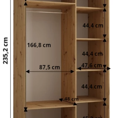 ASIRI 13 gardróbszekrény - 140/60 cm, fekete / fekete