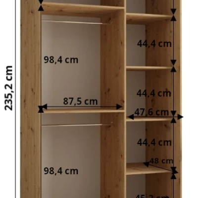 ASIRI 13 gardróbszekrény - 140/60 cm, fekete / fekete