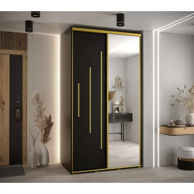 ASIRI 13 gardróbszekrény - 130/60 cm, fekete / arany