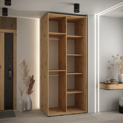 ASIRI 13 gardróbszekrény - 120/60 cm, artisan tölgy / fekete