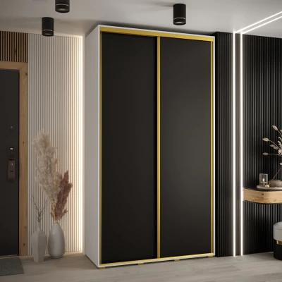 ASIRI 1 gardróbszekrény - 140/60 cm, fehér / fekete / arany
