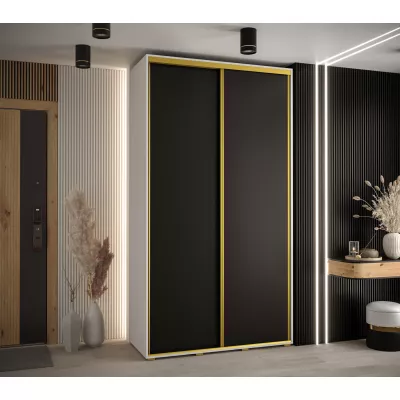 ASIRI 1 gardróbszekrény - 140/60 cm, fehér / fekete / arany
