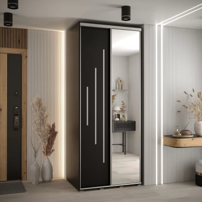 ASIRI 13 gardróbszekrény - 120/60 cm, fekete / ezüst