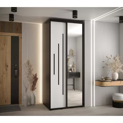 ASIRI 13 gardróbszekrény - 120/60 cm, fekete / fehér / fekete