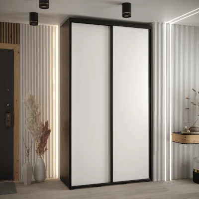 ASIRI 1 gardróbszekrény - 140/60 cm, fekete / fehér / fekete