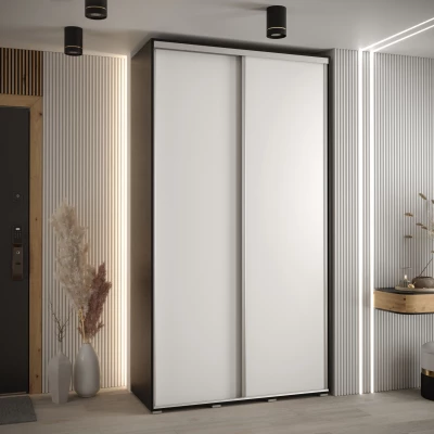 ASIRI 1 gardróbszekrény - 140/60 cm, fekete / fehér / ezüst