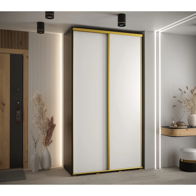 ASIRI 1 gardróbszekrény - 140/60 cm, fekete / fehér / arany