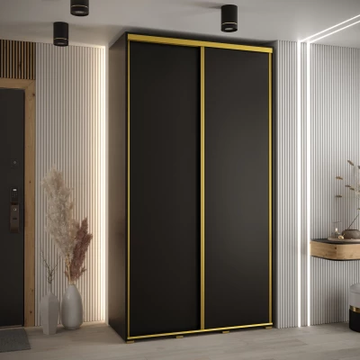 ASIRI 1 gardróbszekrény - 140/60 cm, fekete / arany