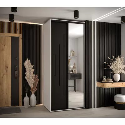 ASIRI 13 gardróbszekrény - 120/60 cm, fehér / fekete / fekete