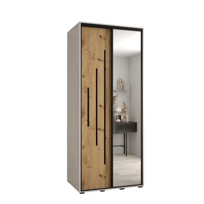 ASIRI 13 gardróbszekrény - 120/60 cm, fehér artisan tölgy / fekete