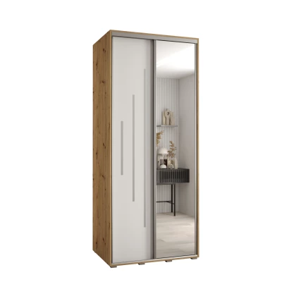 ASIRI 13 gardróbszekrény - 110/60 cm, artisan tölgy / fehér / ezüst