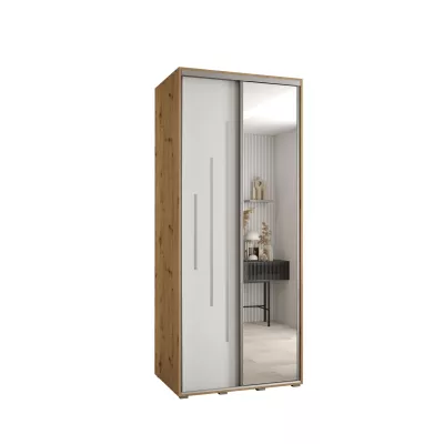 ASIRI 13 gardróbszekrény - 110/60 cm, artisan tölgy / fehér / ezüst