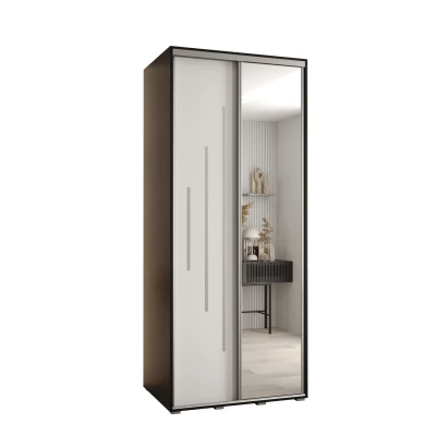 ASIRI 13 gardróbszekrény - 110/60 cm, fekete / fehér / ezüst