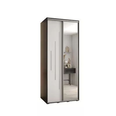 ASIRI 13 gardróbszekrény - 110/60 cm, fekete / fehér / ezüst