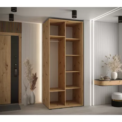 ASIRI 13 gardróbszekrény - 100/60 cm, artisan tölgy / fekete / fekete
