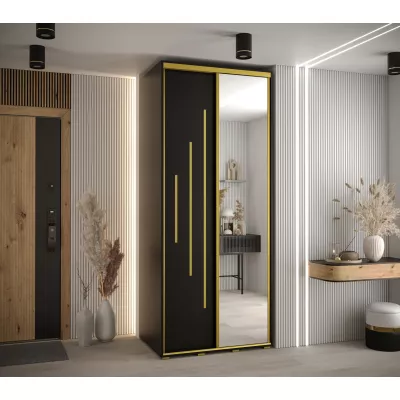 ASIRI 13 gardróbszekrény - 100/60 cm, fekete / arany