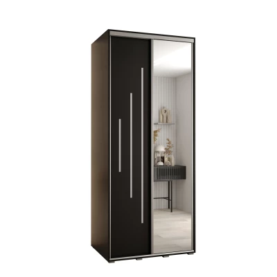 ASIRI 13 gardróbszekrény - 100/60 cm, fekete / ezüst