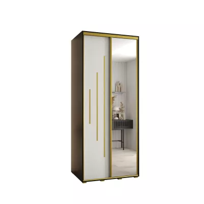 ASIRI 13 gardróbszekrény - 100/60 cm, fekete / fehér / arany