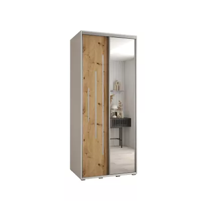 ASIRI 13 gardróbszekrény - 100/60 cm, fehér / artisan tölgy / ezüst