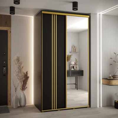 ASIRI 7 gardróbszekrény - 140/60 cm, fekete / arany