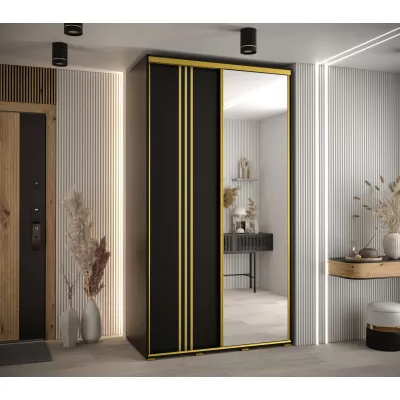 ASIRI 7 gardróbszekrény - 140/60 cm, fekete / arany