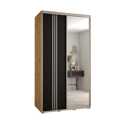 ASIRI 7 gardróbszekrény - 140/60 cm, artisan tölgy / fekete / ezüst