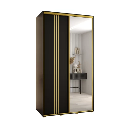 ASIRI 7 gardróbszekrény - 140/60 cm, fekete / arany