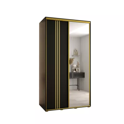 ASIRI 7 gardróbszekrény - 140/60 cm, fekete / arany