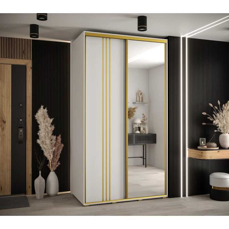 ASIRI 7 gardróbszekrény - 140/60 cm, fehér / arany