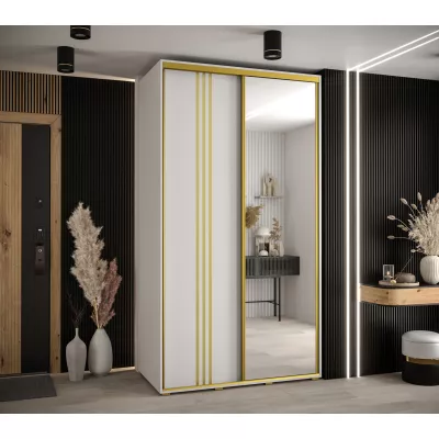 ASIRI 7 gardróbszekrény - 140/60 cm, fehér / arany
