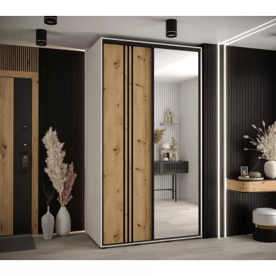 ASIRI 7 gardróbszekrény - 140/60 cm, fehér artisan tölgy / fekete