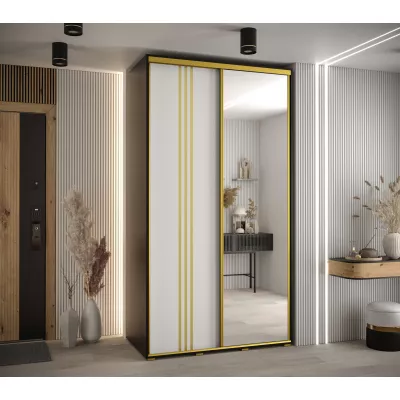 ASIRI 7 gardróbszekrény - 130/60 cm, fekete / fehér / arany