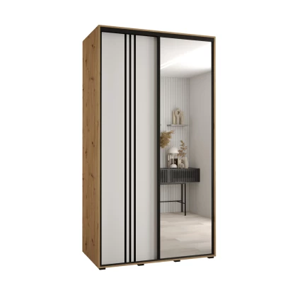 ASIRI 7 gardróbszekrény - 130/60 cm, artisan tölgy / fehér / fekete